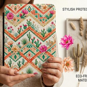 Boho Desert Kindle Case, Southwestern Cactus Floral Kindle Cover, Geometric Aztec Kindle Sleeve, Cute Kindle Paperwhite Case Gift for Her