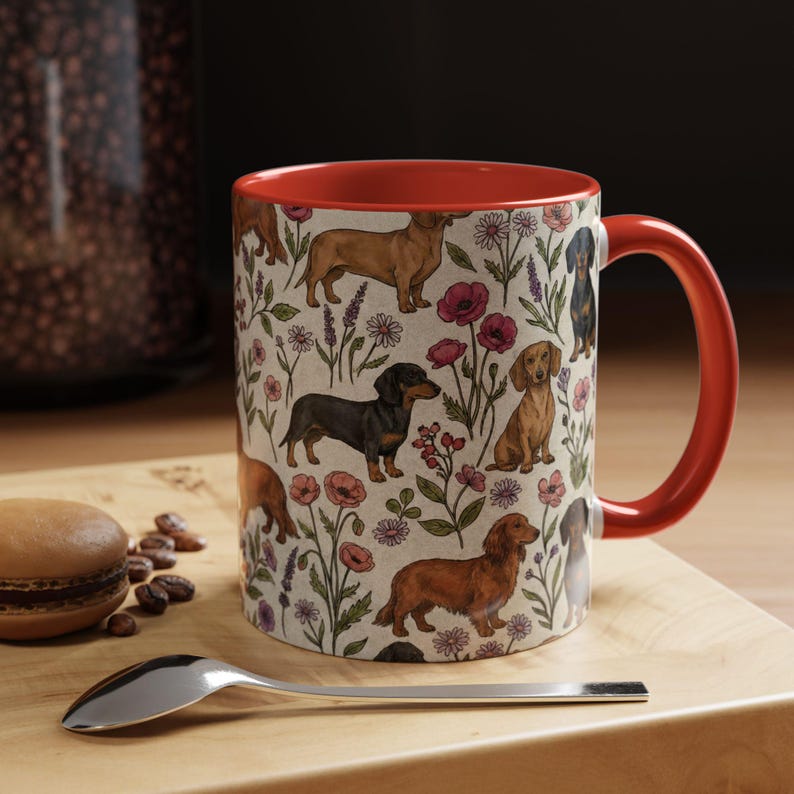 Dachshund Floral Accent Coffee Mug 11oz 15oz Doxie Weiner Dog Tea Dachshund Floral Accent Coffee Mug 11oz 15oz Doxie Weiner Dog Tea