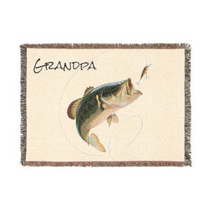 Manta para pesca con mosca / Regalo personalizado para pescadores de lubina, regalo de decoración para pescadores, regalo de jubilación, regalo personalizado para abuelo, esposo, padre. imagen 6