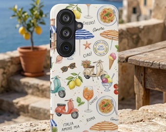 Italian Summer Phone Case, Samsung S26 S25 Ultra, Amalfi Coast Lemon Vespa Gelato Cover,  Euro Summer Aesthetic, iPhone 17 16 15