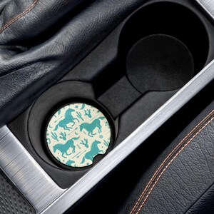 Teal Running Horse Car Coaster | Southwest Aesthetic Soapstone Coaster | Gift for Horse Lovers | New Car Accessory | Western Car Accessory