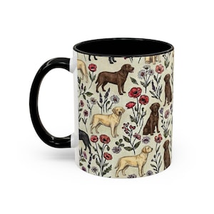 Labrador Retriever Floral Accent Coffee Mug, 11oz & 15oz, Yellow, black and chocolate Lab Tea Cup Gift image 8