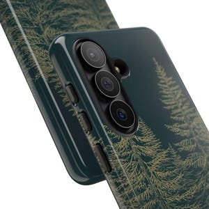Modern Rustic Evergreen Phone Case, Samsung S26 Dark Teal Forest Cover Gift, Faux Wood Grain iPhone 17 16 15 14, Samsung Galaxy S25  S24 S23