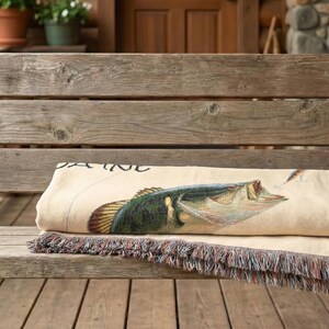 Manta para pesca con mosca / Regalo personalizado para pescadores de lubina, regalo de decoración para pescadores, regalo de jubilación, regalo personalizado para abuelo, esposo, padre. imagen 7
