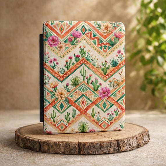 Boho Desert Kindle Case, Southwestern Cactus Floral Kindle Cover, Geometric Aztec Kindle Sleeve, Cute Kindle Paperwhite Case Gift for Her