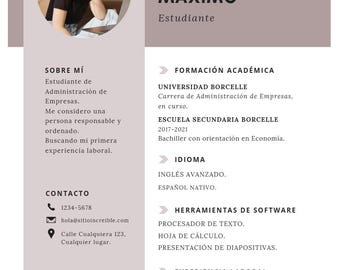 Plantilla de Currículum en Español | Professioneller Lebenslauf Bearbeitbar auf Leinwand