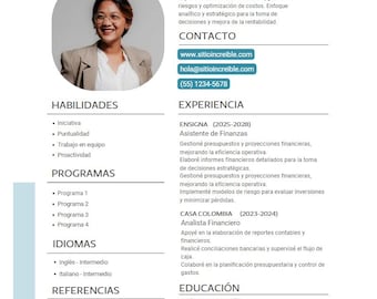 Plantilla de Currículum en Español | Professioneller Lebenslauf Bearbeitbar auf Leinwand