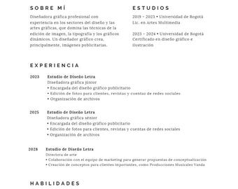 Plantilla de Currículum en Español | Professioneller Lebenslauf Bearbeitbar auf Leinwand