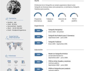 Plantilla de Currículum en Español | Professioneller Lebenslauf Bearbeitbar auf Leinwand