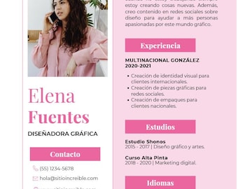 Plantilla de Currículum en Español | Professioneller Lebenslauf Bearbeitbar auf Leinwand