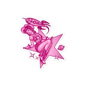Hot Pink Space Cowgirl Sticker: Cosmic Western Vinyl Decal