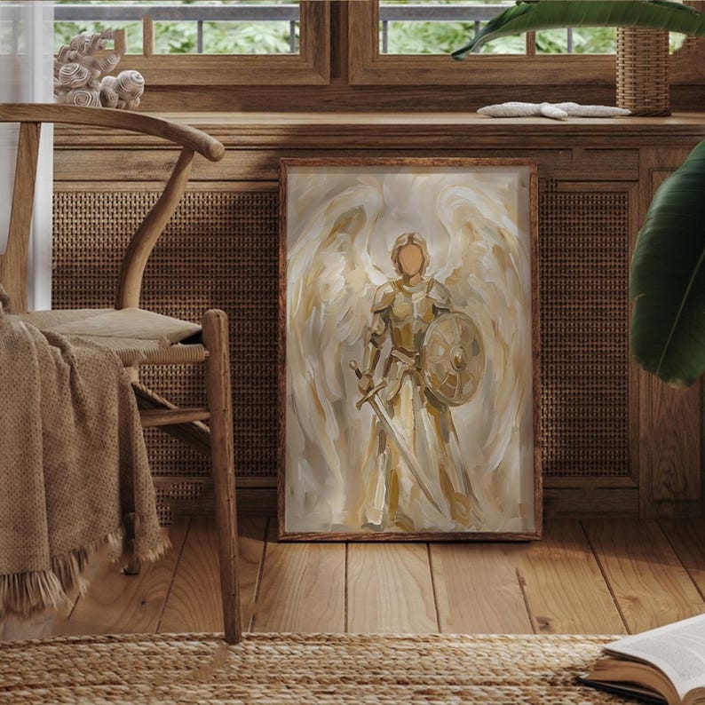 St Michael the Archangel Wall Art, Saint Michael Artwork, Abstract ...