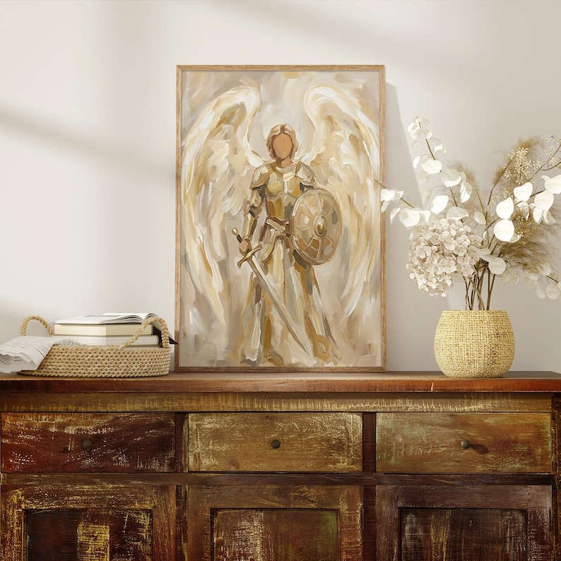 St Michael the Archangel Wall Art, Saint Michael Artwork, Abstract ...