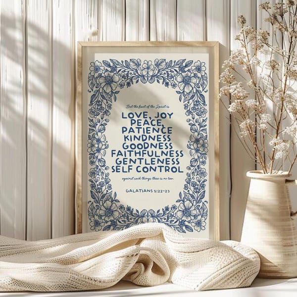 Fruit of the Spirit Art Print, Love Joy Peace Scripture Art, Galatians 5:22, Bible Verse, Christian Wall Art