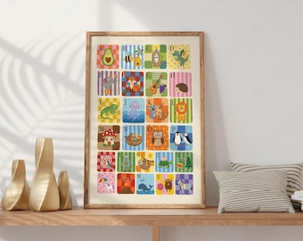 Colorful ABC Nursery Art Print, Alphabet Poster for Children's Nursery, ABC Print, Toddler Room Educational Decor, Rainbow ABC Nursery Art