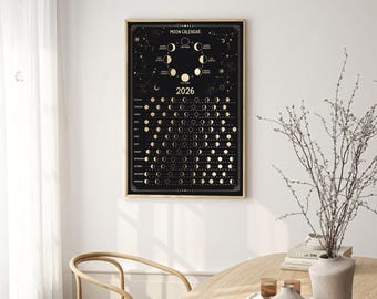 2026 Moon Phase Calendar Lunar Celestial Wall Art - Etsy