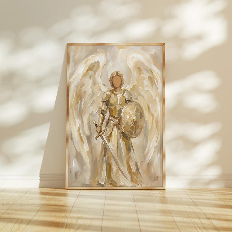 St Michael the Archangel Wall Art, Saint Michael Artwork, Abstract ...