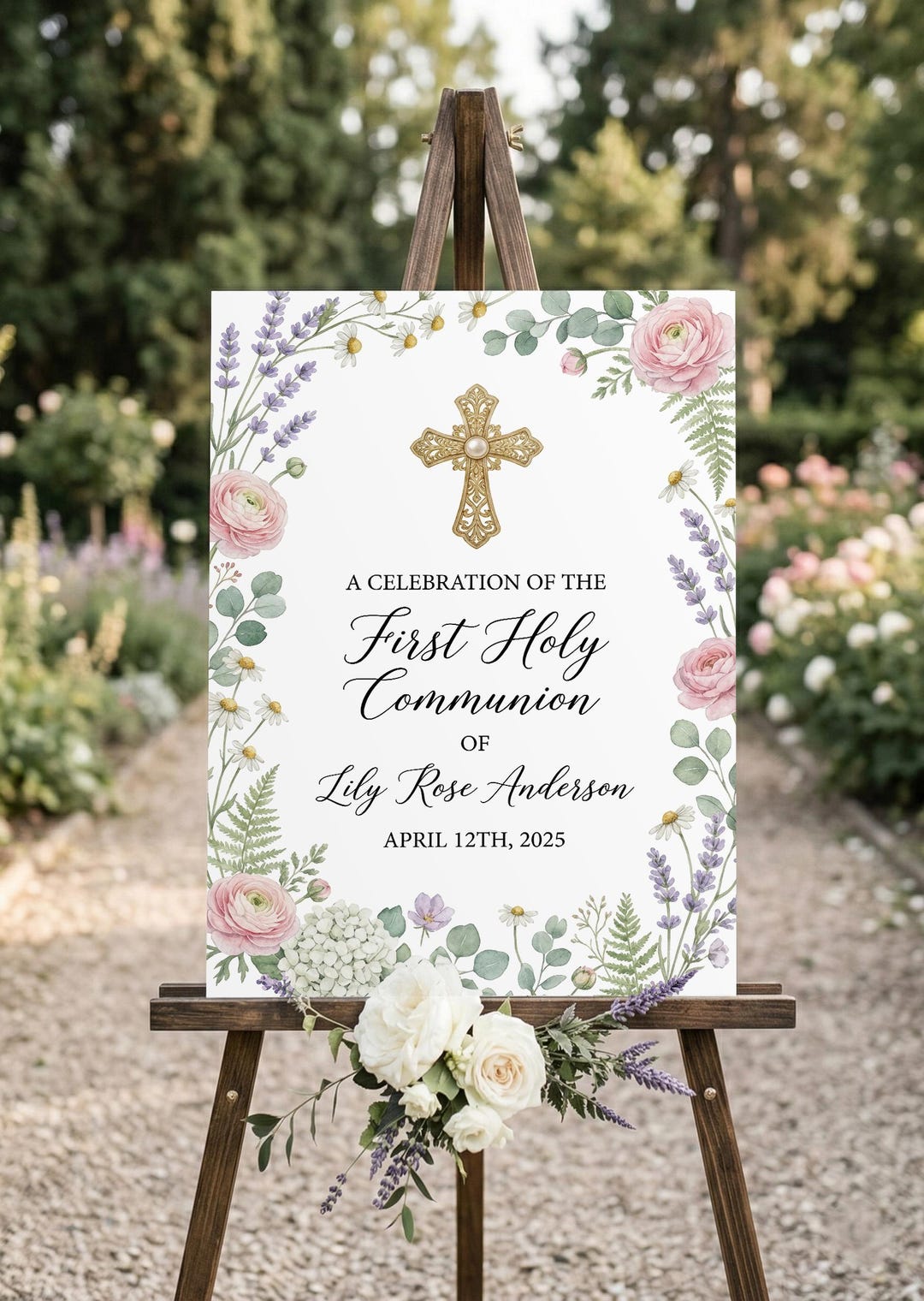 First Communion Welcome Sign Personalized First Holy Communion Welcome Sign Template, Girl Rustic ...