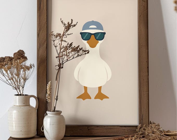 Silly Goose Print, Funny Silly Goose for Boy, Nursery Decor, Toddler Boy Art, Homewarming, Cottage Core Decor, Woodland Nursery Art