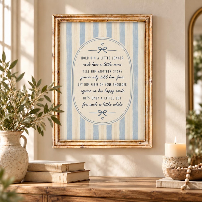 Texting While Smiling Drawing Hold Him a Little Longer Print, Baby Boy Nursery Wall Art, Sentimental ...