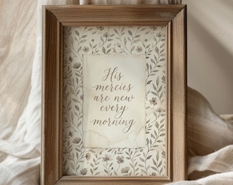 Lamentations 3 Scripture Print, Vintage Floral Christian Art, Vintage Scripture, Farmhouse Decor, Christian Wall Art, Faith Home Decor