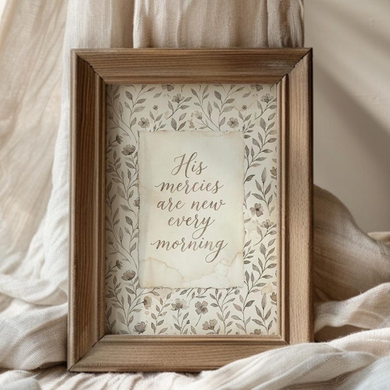 Lamentations 3 Scripture Print, Vintage Floral Christian Art, Vintage Scripture, Farmhouse Decor, Christian Wall Art, Faith Home Decor