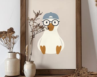 Silly Goose Print, Cute Silly Goose, Funny Silly Goose for Boy, Nursery Decor, Toddler Boy Art, Homewarming