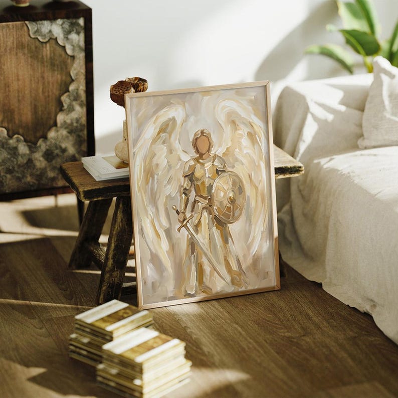 St Michael the Archangel Wall Art, Saint Michael Artwork, Abstract ...
