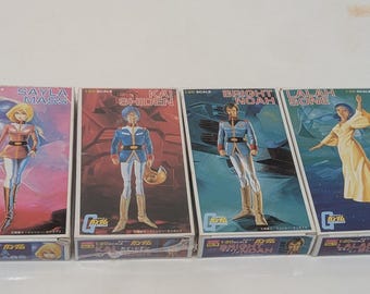 Vintage 1981 Mobile Suit Gundam 1 to 20 Scale Model Kit 4 Set Sayla Kai Bright Lalah Made in Japan Retro Anime Collectible