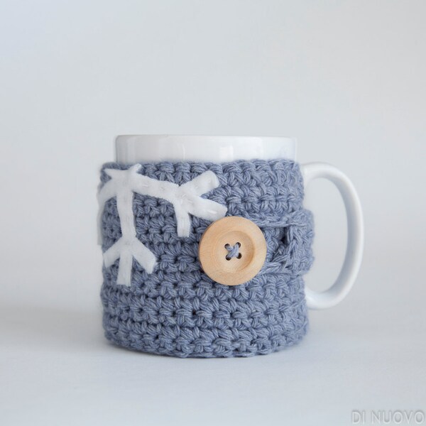 Snowflake Mug Cozy - Made to Order - Blue Holiday Mug Cozy