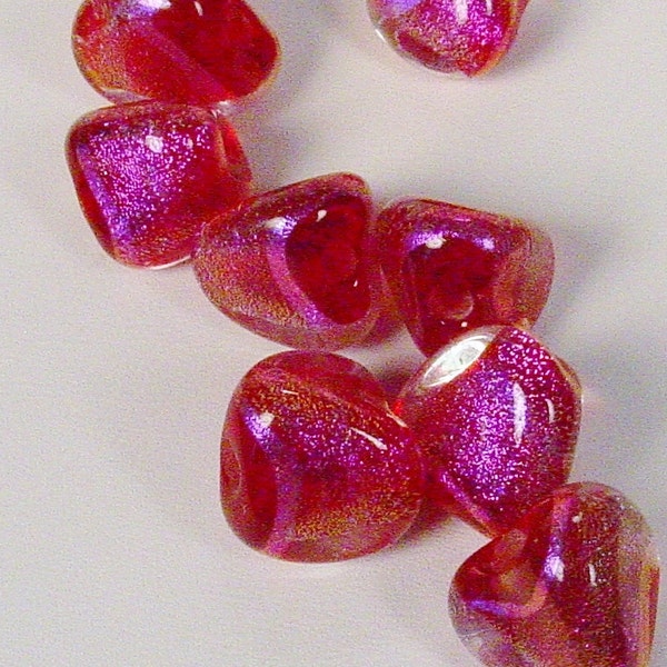 Raspberry dichroic glass nuggets