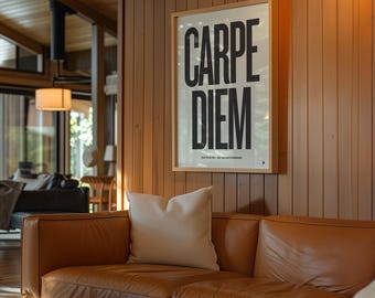 Dead Poets Society Movie Quote Poster, Carpe Diem, Modern Print, Mid-Century, Black and White