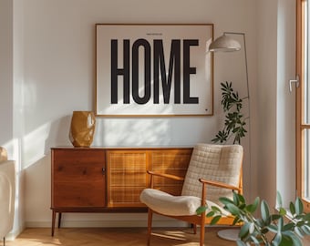 The Wizard of Oz Movie Quote Poster, There's No Place Like Home, Modern Print, Mid-Century, Black and White