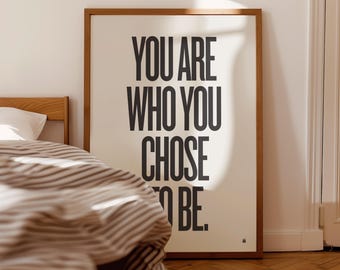 Iron Giant Movie Quote Poster, You Are Who You Chose To Be, Modern Print, Mid-Century, Black and White