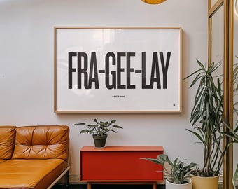 A Christmas Story Movie Quote Poster, Fra-Gee-Lay, Modern Print, Mid-Century, Black and White