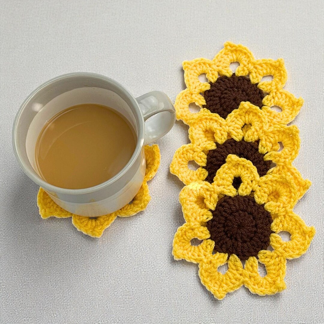 Sunflower Coaster Crochet Pattern | Easy Flower Decor PDF Download - Etsy