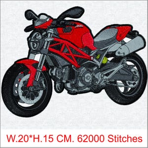 Ducati Monster  - Red Sport Bike Machine Pattern - Detailed Motorcycle  - Biker Jacket Art