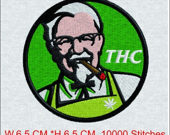 Stoned Colonel Parody Embroidery Design | Funny Cannabis THC Logo (Digital File)