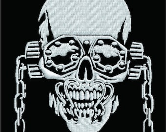 Vintage Heavy Metal Skull Machine Embroidery Design | Legendary Rock Band Mascot Digital File
