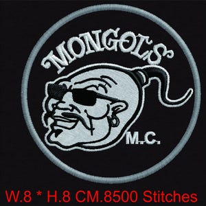 Motif de broderie club de motards | Mongols M.C. Fichier de correction de style | Moto hors-la-loi