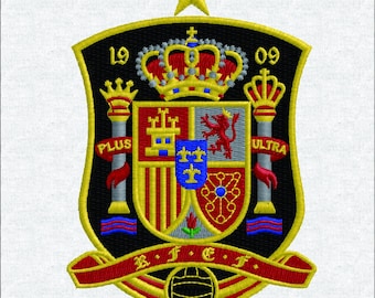Motif de broderie écusson de l'équipe nationale espagnole de football, fichier de broderie machine logo de l'Espagne de football, 3 tailles
