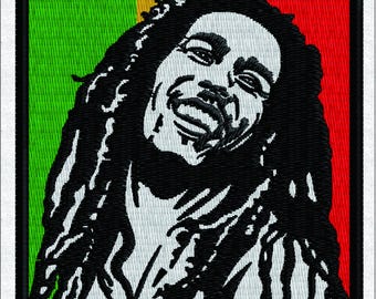 Bob Marley Embroidery Design, Rasta Reggae Legend Portrait, Digital Machine Embroidery File, Instant Download