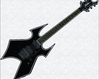 Heavy Metal Electric Guitar Embroidery Design | Rock Music Machine Embroidery File