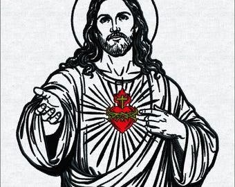 acred Heart Jesus Embroidery Design | Christian Machine Embroidery File | Catholic Religious