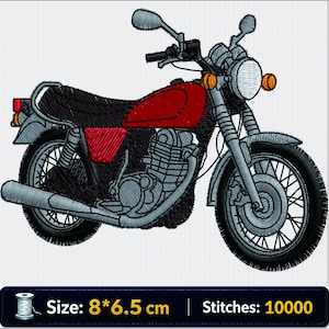 Motif de broderie vintage pour moto rouge, écusson pour veste de motard (téléchargement numérique)