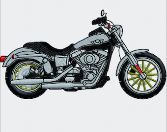 Cruiser Motorcycle Machine Embroidery Design - Biker Chopper Digital File