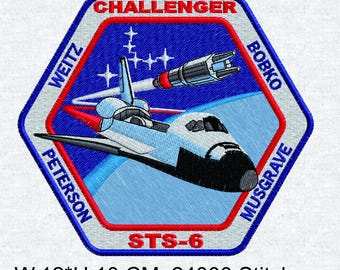 STS-6 Challenger Space Shuttle Patch Embroidery Design File - NASA Mission Logo Digital Download