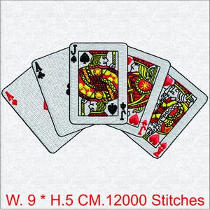 Motif de broderie Cartes à jouer | Patron numérisé King Ace Queen | Fichier de broderie machine de jeu de casino