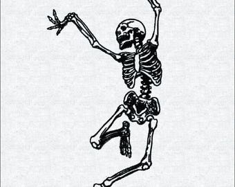 Dancing Skeleton Machine Embroidery Design, Spooky Halloween Embroidery File, Gothic Digital Pattern