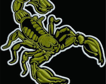 Diseño de bordado de escorpión, parche retro vintage, archivo de bordado a máquina de leyenda del rock, descarga digital